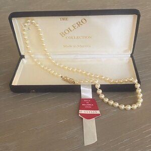 VTG Majorca Faux Pearls The Bolero Collection Gold tone Clasp With Org Box